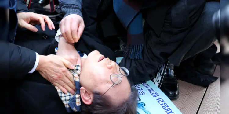 An opposition leader from South Korea was stabbed.